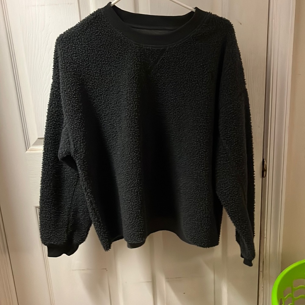 Dark Purple Fuzzy sherpa crew neck from American Eagle